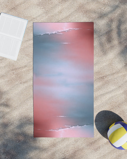 Gray Sea Pink Fog Beach Towel, 24" x 44"