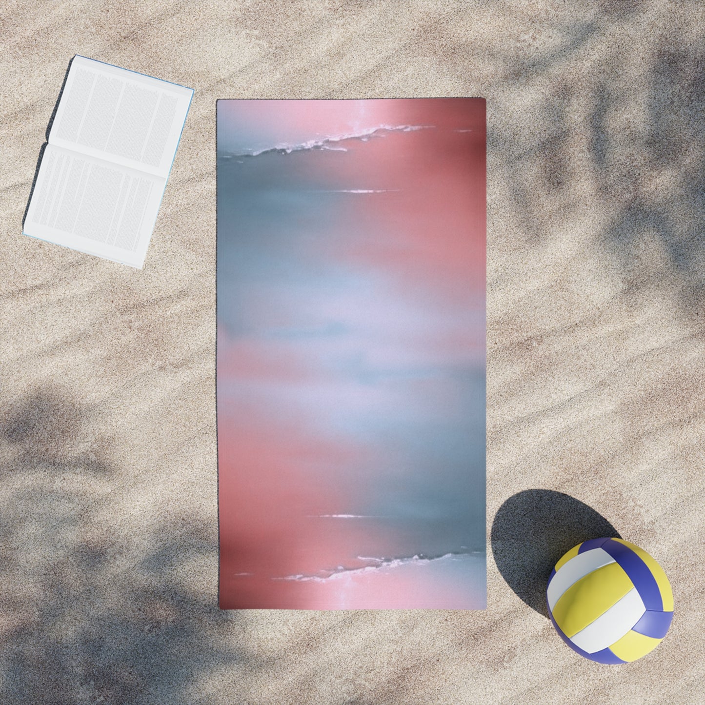 Gray Sea Pink Fog Beach Towel, 24" x 44"