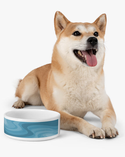 Sky Blue Wavey 16 oz Pet Bowl