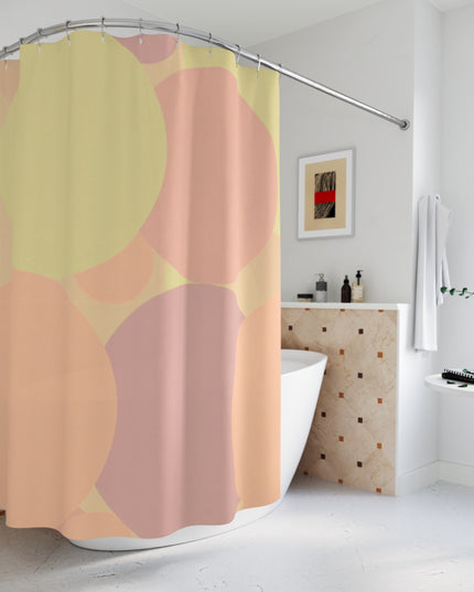 Pastel Hot Peach Patches Shower Curtains, 71" x 74"