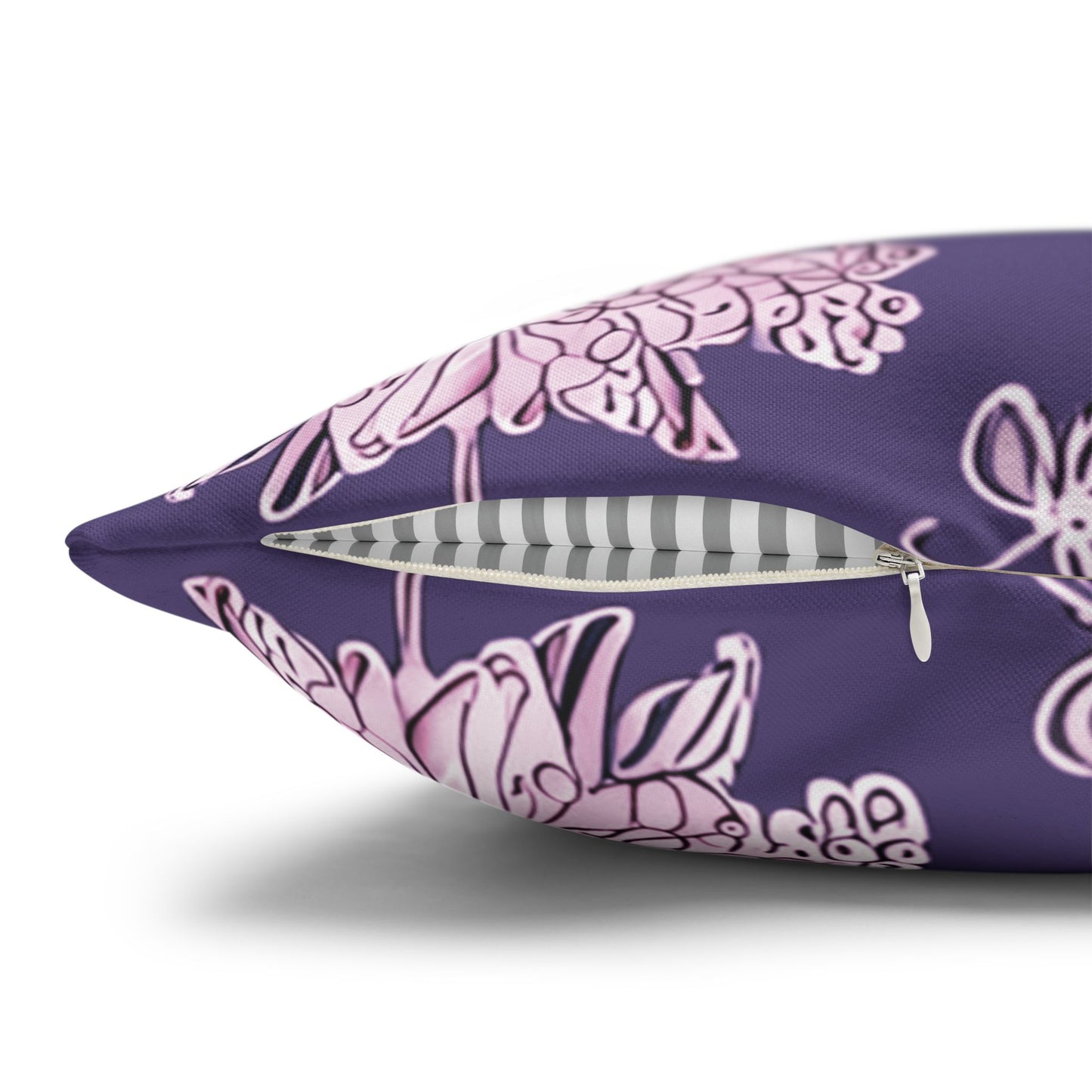 Magenta Floral Butterflies Spun Polyester Square Pillowcase, 14" x 14"