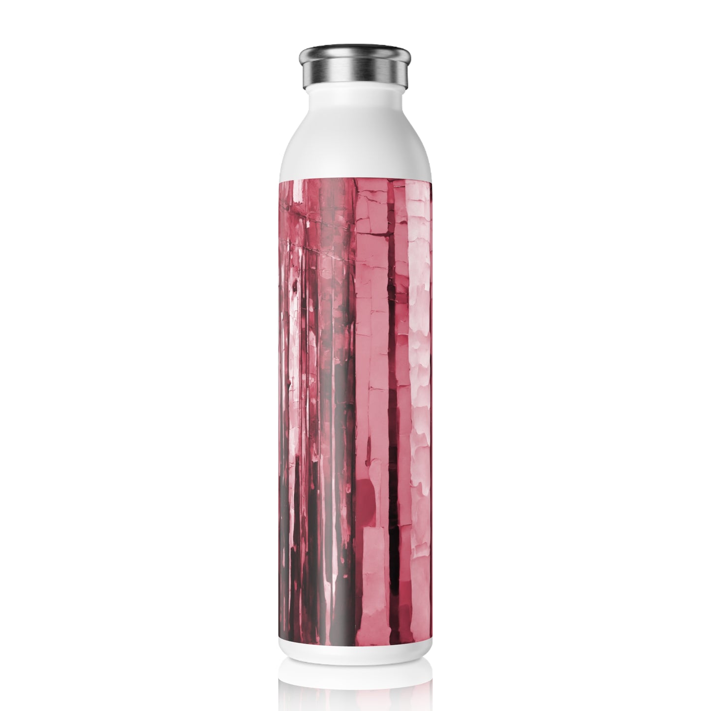 Striped Ruby Slim Water Bottle, 20 oz White