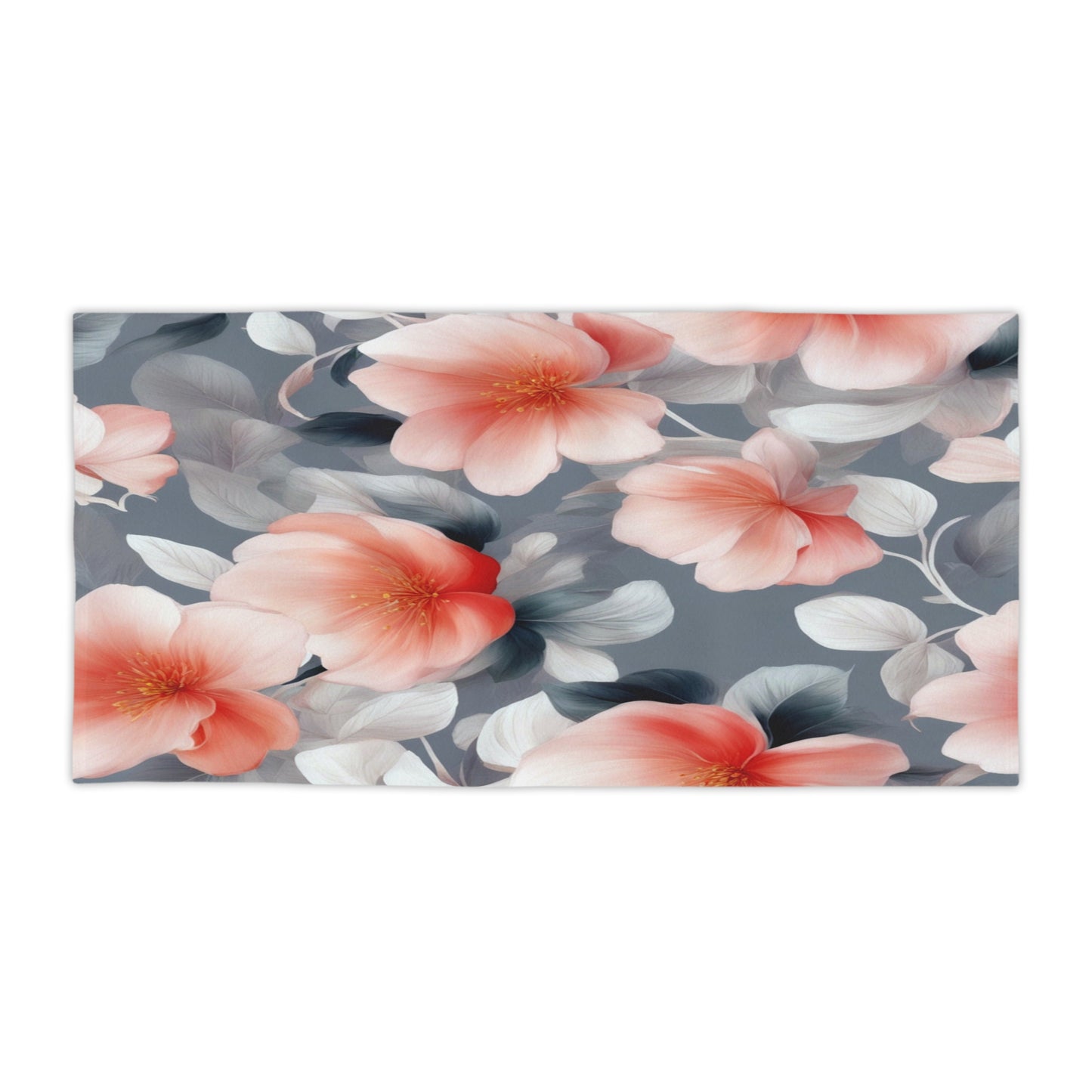 Red Blossom Floral Bunch Beach Towel, 30" x 60"