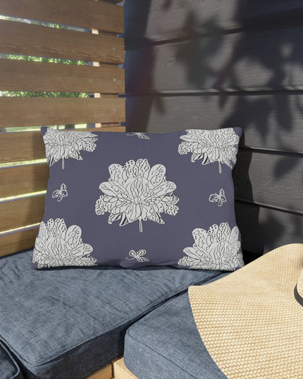 White Floral Butterflies 20" x 14" Outdoor Pillow