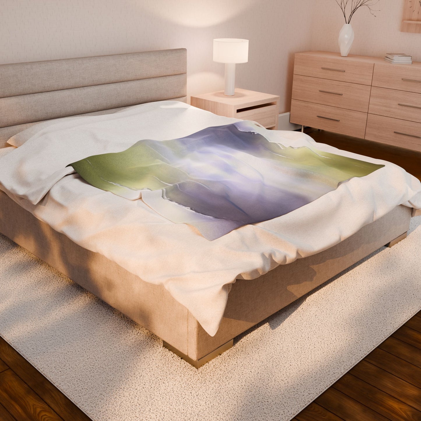 Lavender Sea Golden Fog Velveteen Plush Blanket, 50" x 60"
