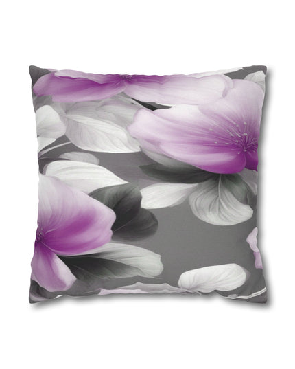 Purple Blossom Floral Bunch Spun Polyester Square Pillowcase, 14" x 14"