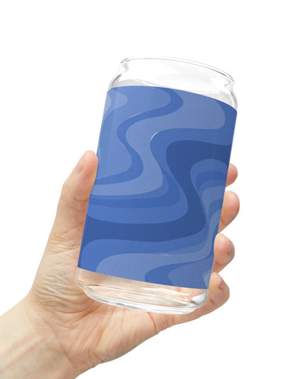 Deep Blue Wavey Sipper Glass, 16oz