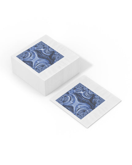 Uzi Spiral Deep Blue White Coined Napkins, 6.5" x 6.5"