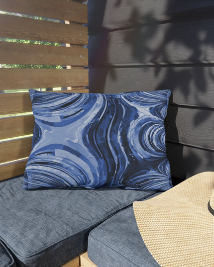 Uzi Spiral Deep Blue 20" x 14" Outdoor Pillow