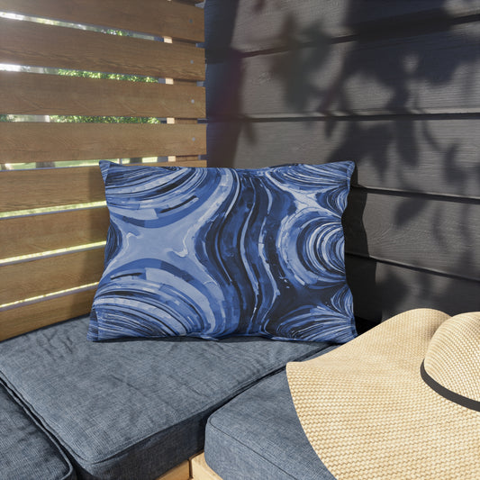 Uzi Spiral Deep Blue 20" x 14" Outdoor Pillow