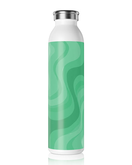 Mint Green Wavey Slim Water Bottle, 20 oz White