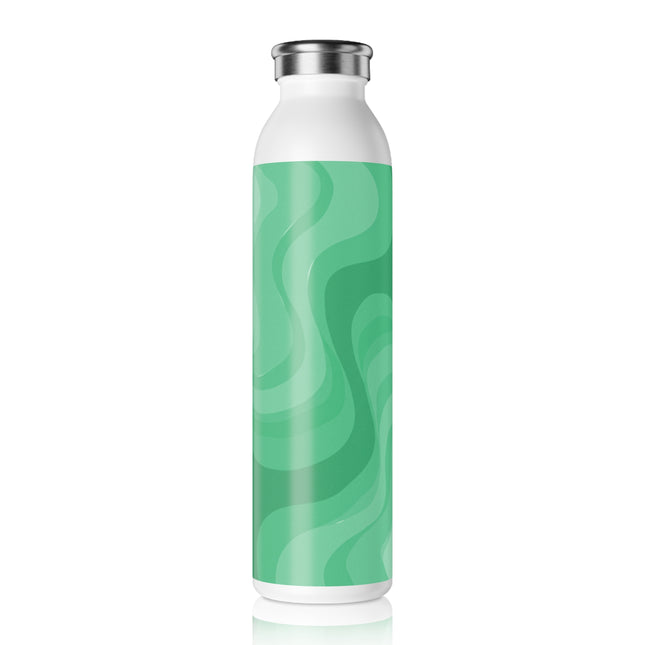 Mint Green Wavey Slim Water Bottle, 20 oz White