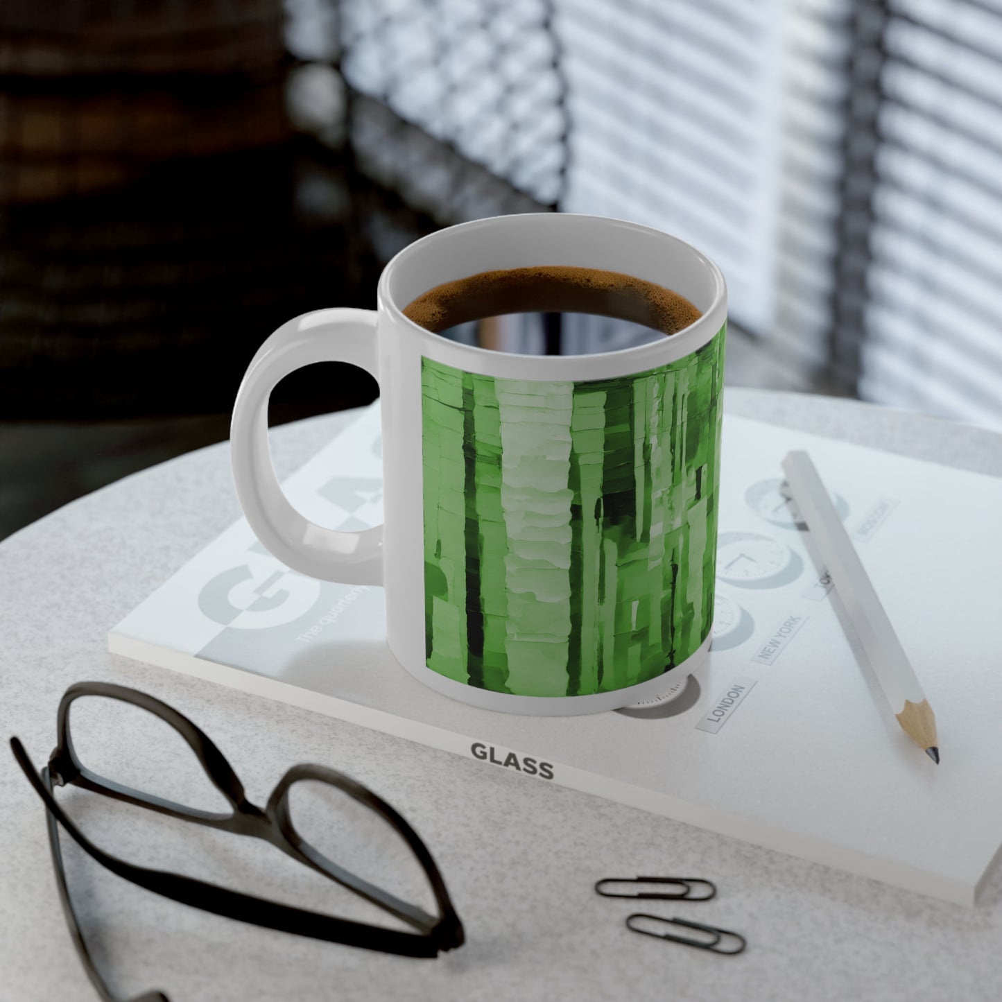 Striped Mint Pastel 20 oz White Glossy Jumbo Mug