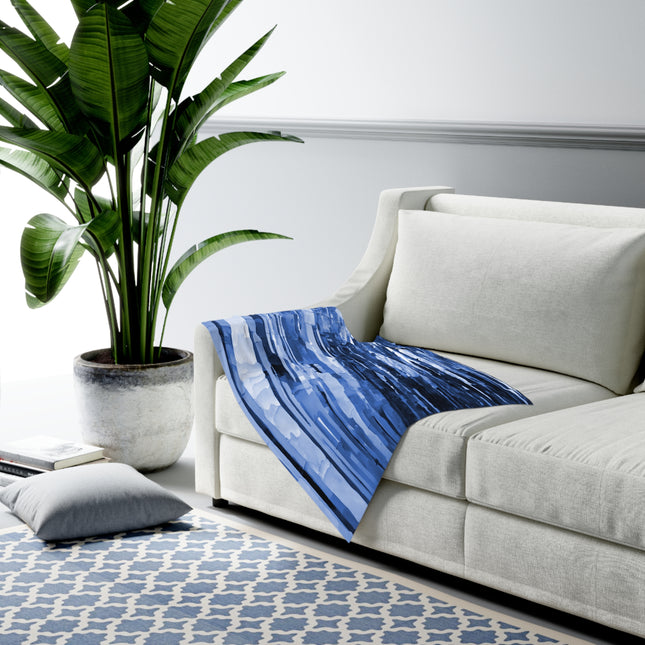 Striped Deep Blue Baby Swaddle 30″×40″ Blanket