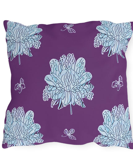 Blue Floral Butterflies 18" x 18" Outdoor Pillow