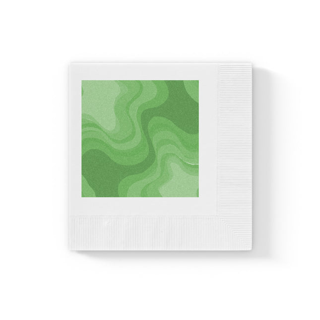 Greenie Meanie Wavey White Coined Napkins, 4.8" x 4.8"