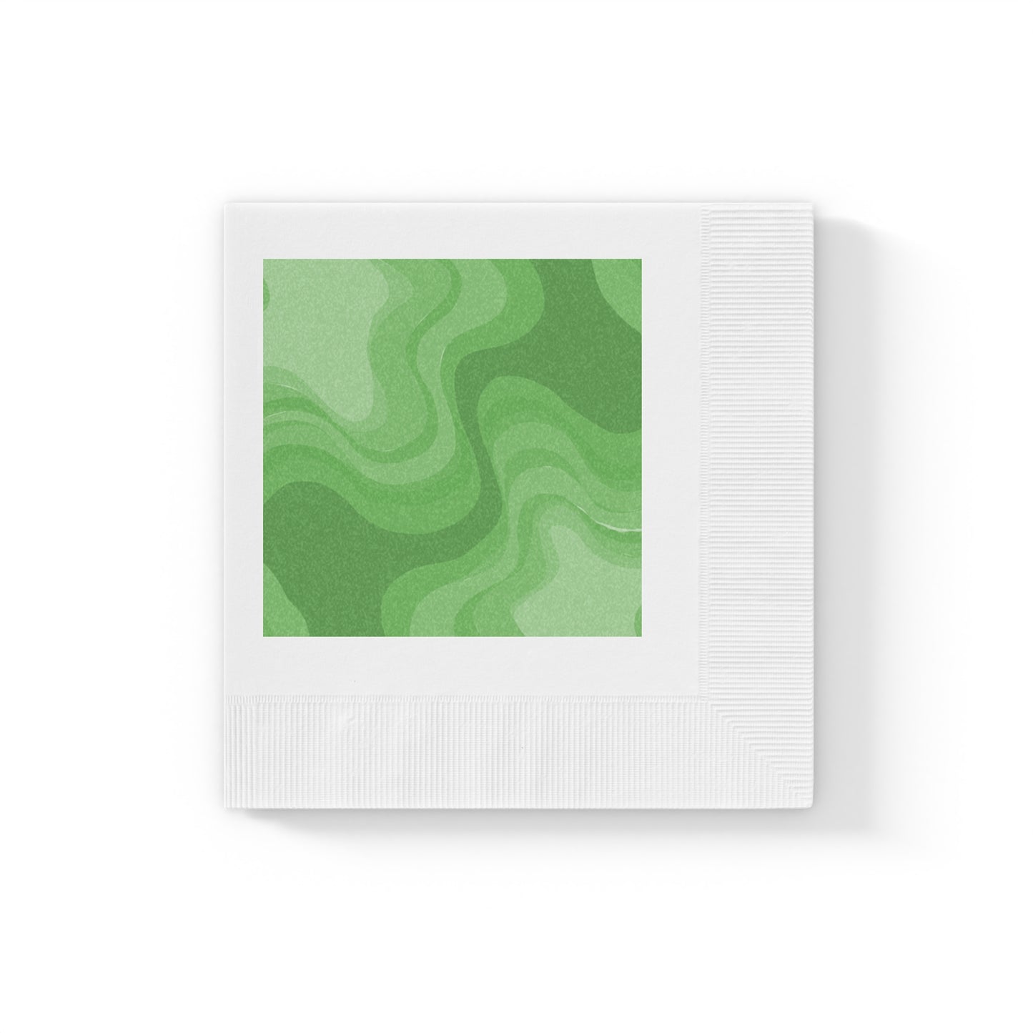 Greenie Meanie Wavey White Coined Napkins, 4.8" x 4.8"