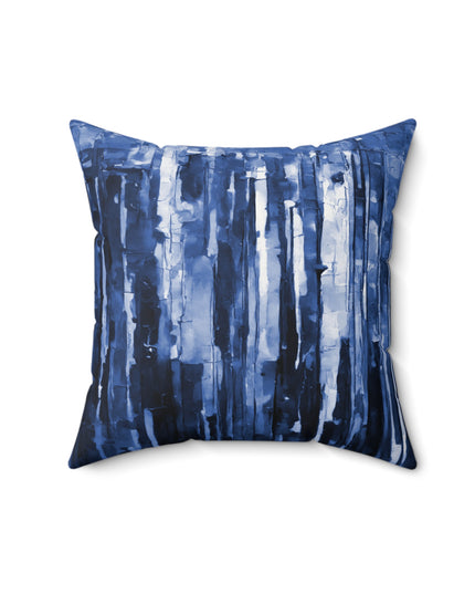 Striped Deep Blue 16" x 16" Faux Suede Square Pillow