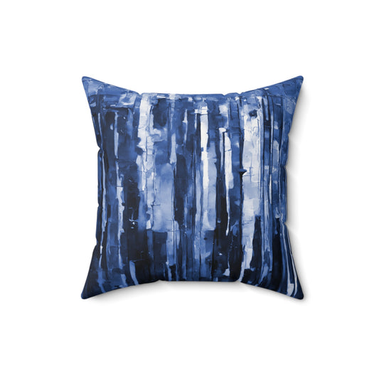 Striped Deep Blue 16" x 16" Faux Suede Square Pillow