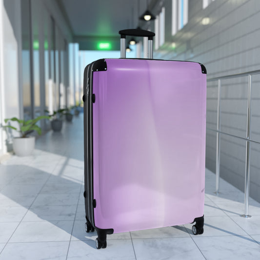 Soft Lavender Fade Large Suitcase with built in lock, 4 double-wheels, telescopic handle, and ABS back hard-shell
