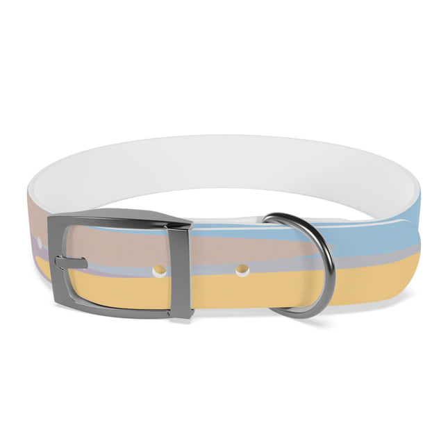 Pastel Baby Blue and Peach Patches Medium Dog Collar