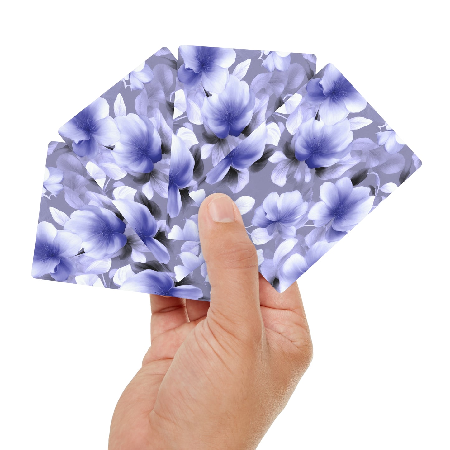Indigo Blossom Floral Bunch Poker Cards