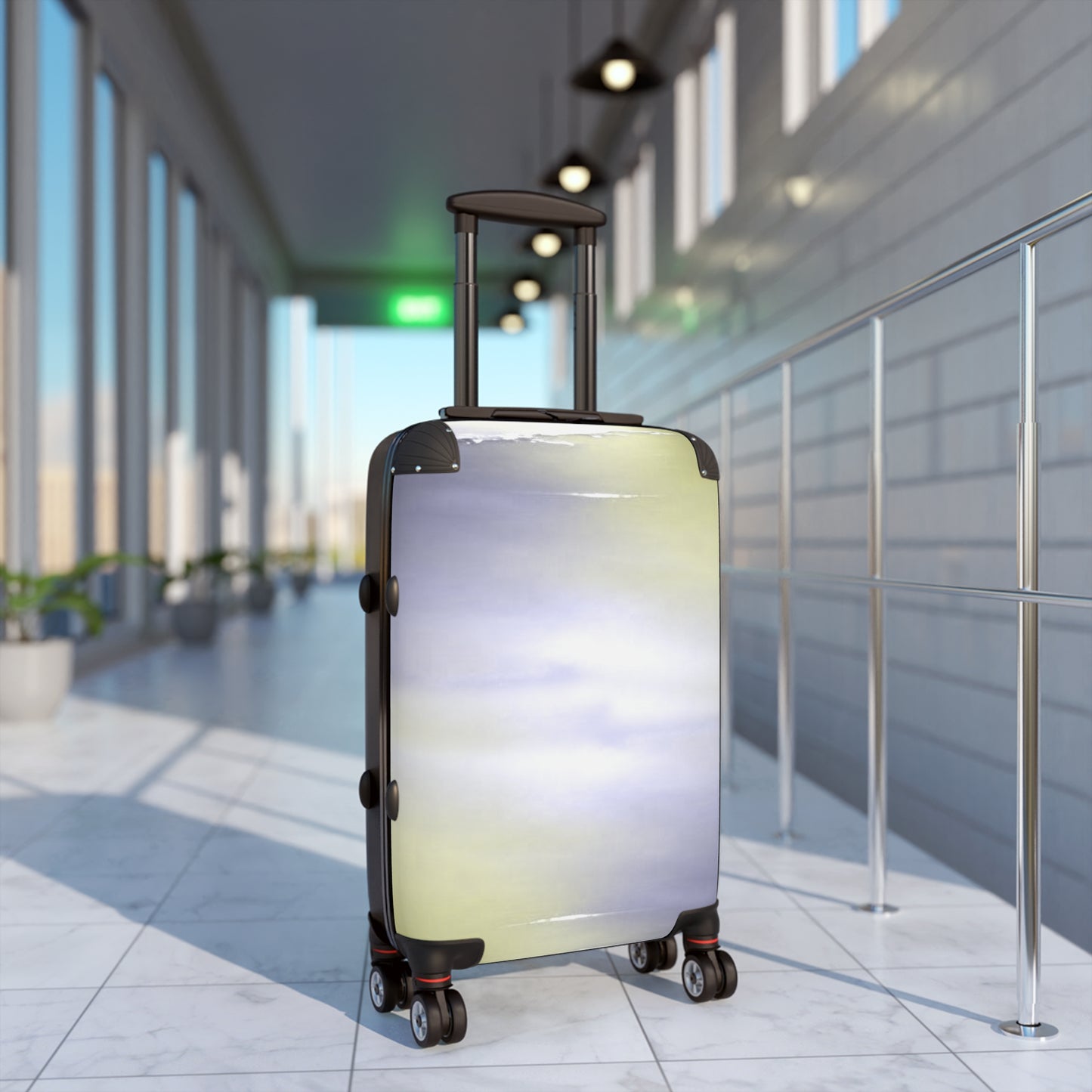 Lavender Sea Golden Fog Small Suitcase with built in lock, 4 double-wheels, telescopic handle, and ABS back hard-shell