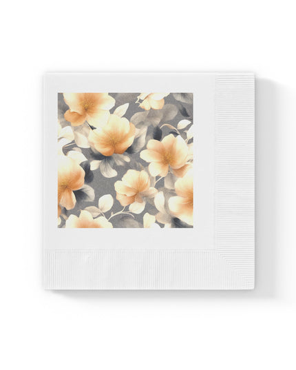 Soft Blossom Floral Bunch White Coined Napkins, 4.8" x 4.8"