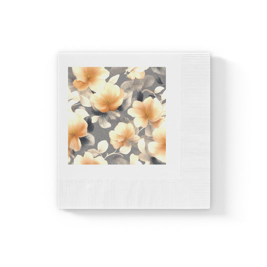 Soft Blossom Floral Bunch White Coined Napkins, 4.8" x 4.8"