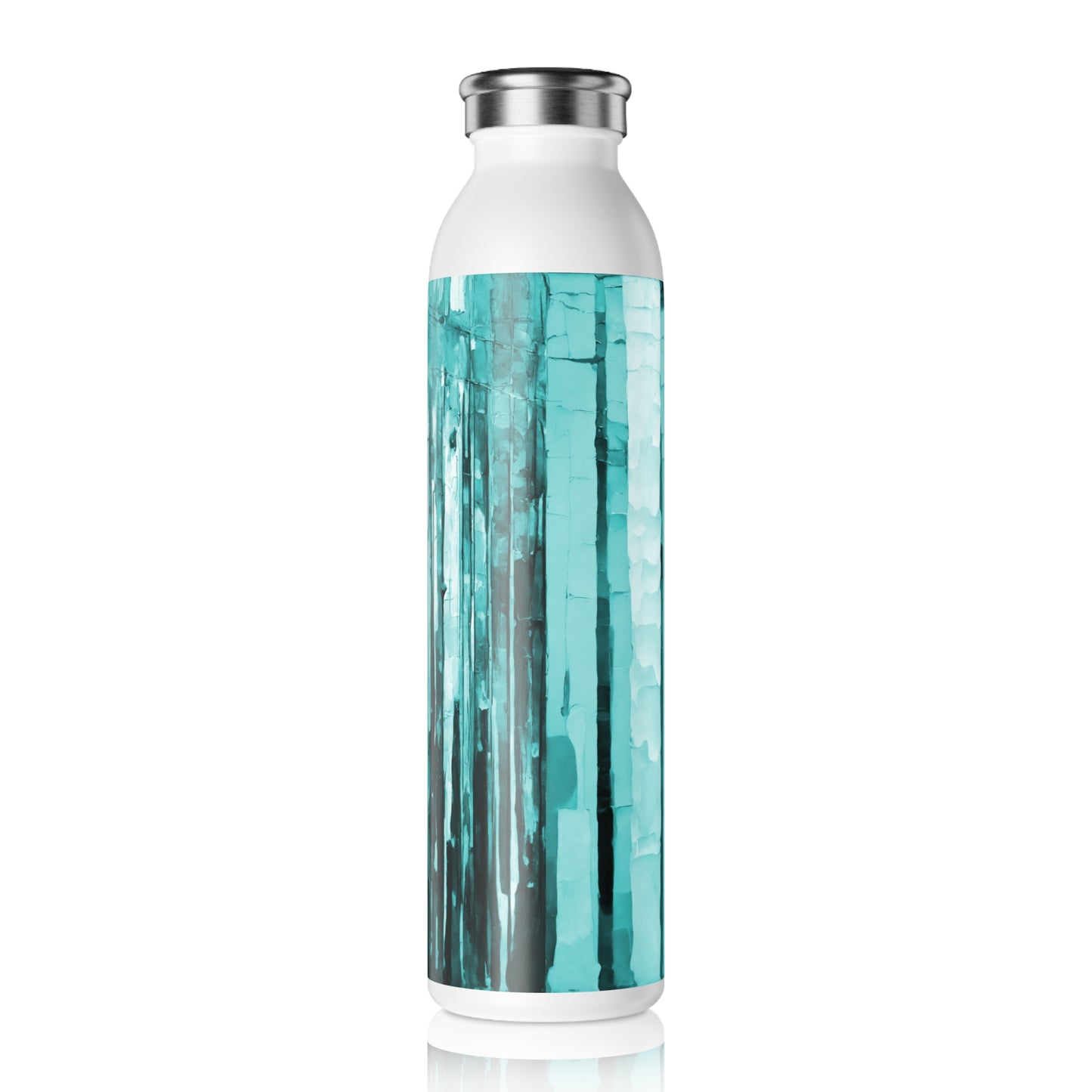 Striped Tif Slim Water Bottle, 20 oz White