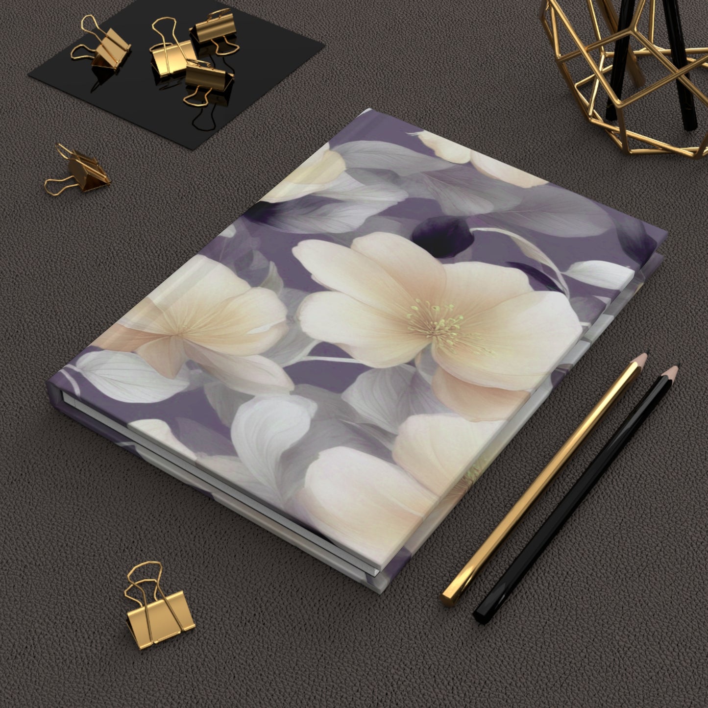 White Blush Floral Bunch Hardcover Journal Matte with 150 lined pages, 5.75" x 8"