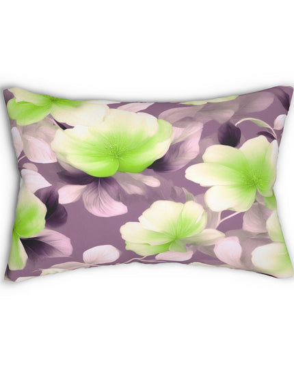Lime Lavender Floral Bunch Spun Polyester Lumbar Pillow, 20" x 14"