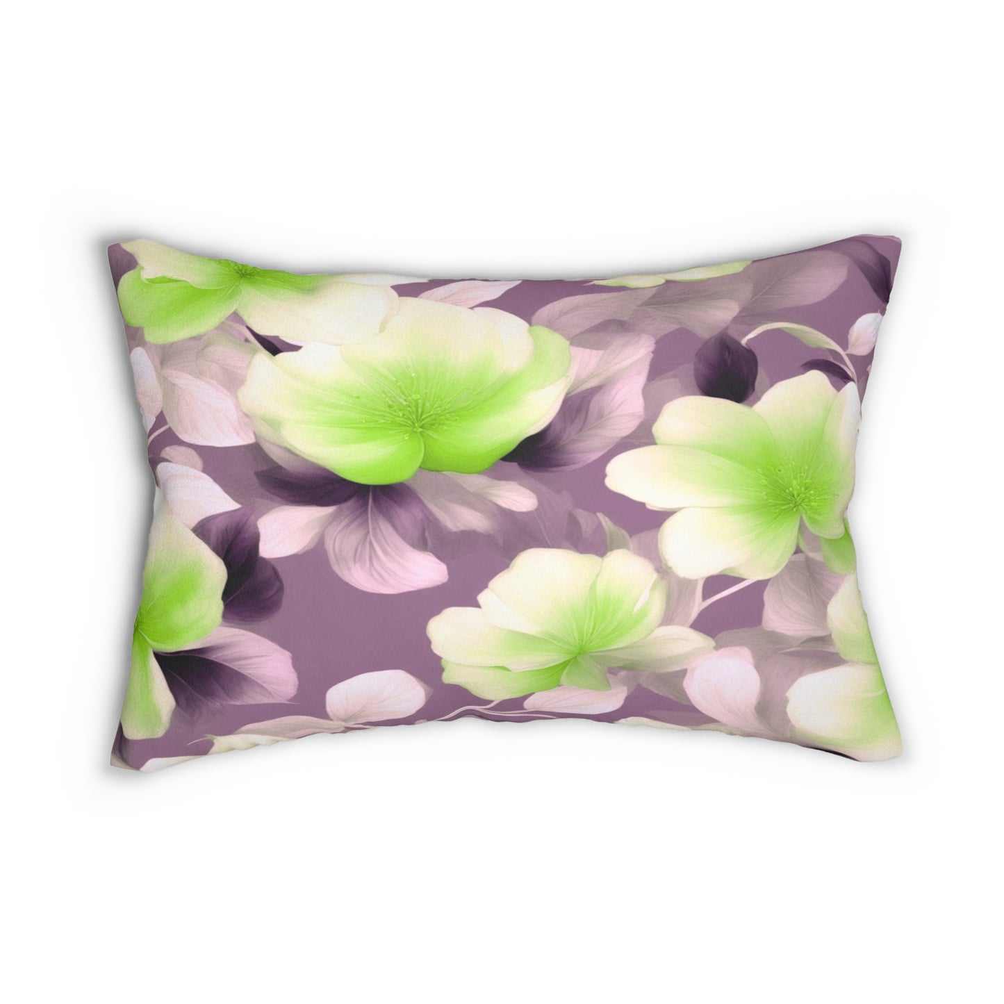 Lime Lavender Floral Bunch Spun Polyester Lumbar Pillow, 20" x 14"