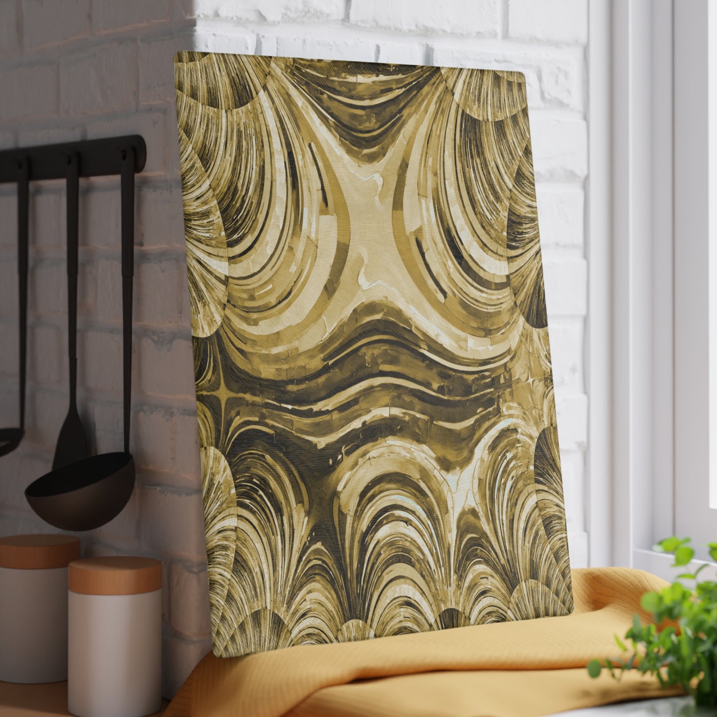 Uzi Spiral Light Brown 11" x 15" Glass Cutting Board