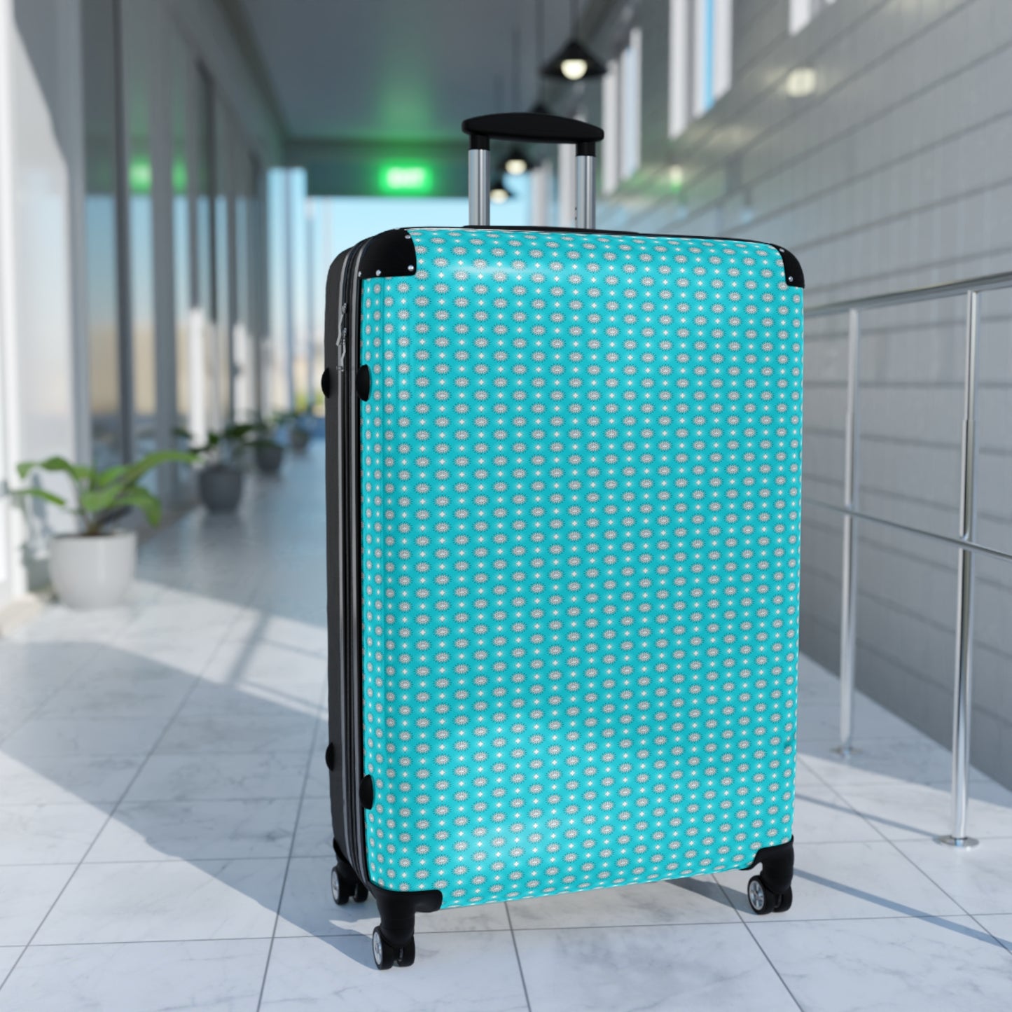 Tif Green Star-crossed Bodies Large Suitcase with built in lock, 4 double-wheels, telescopic handle, and ABS back hard-shell