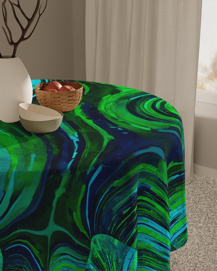 Uzi Spiral Blue Green Tablecloth, 55" x 55"