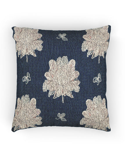 Rose White Floral Butterflies Woven Pillow, 17" x 18"