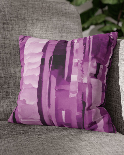Striped Powder Lavender Spun Polyester Square Pillowcase, 14" x 14"