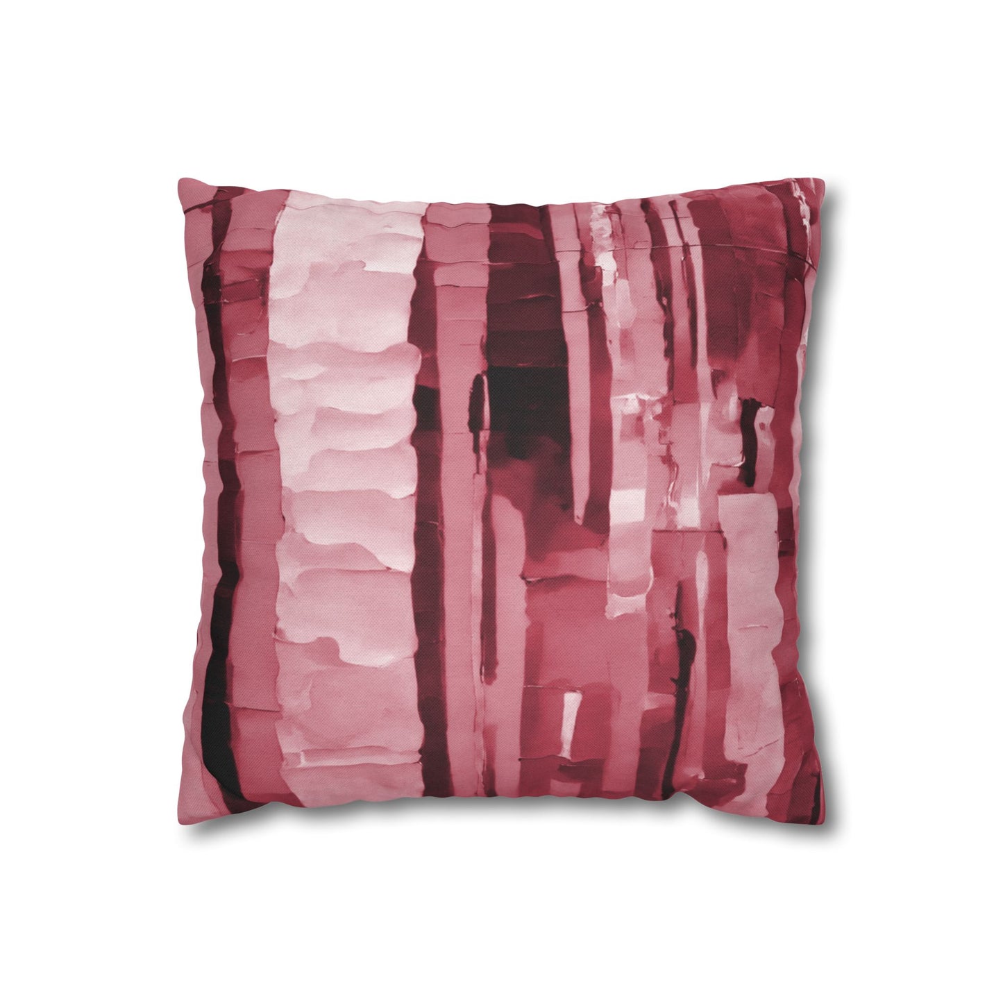Striped Ruby Spun Polyester Square Pillowcase, 14" x 14"