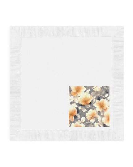Soft Blossom Floral Bunch White Coined Napkins, 6.5" x 6.5"