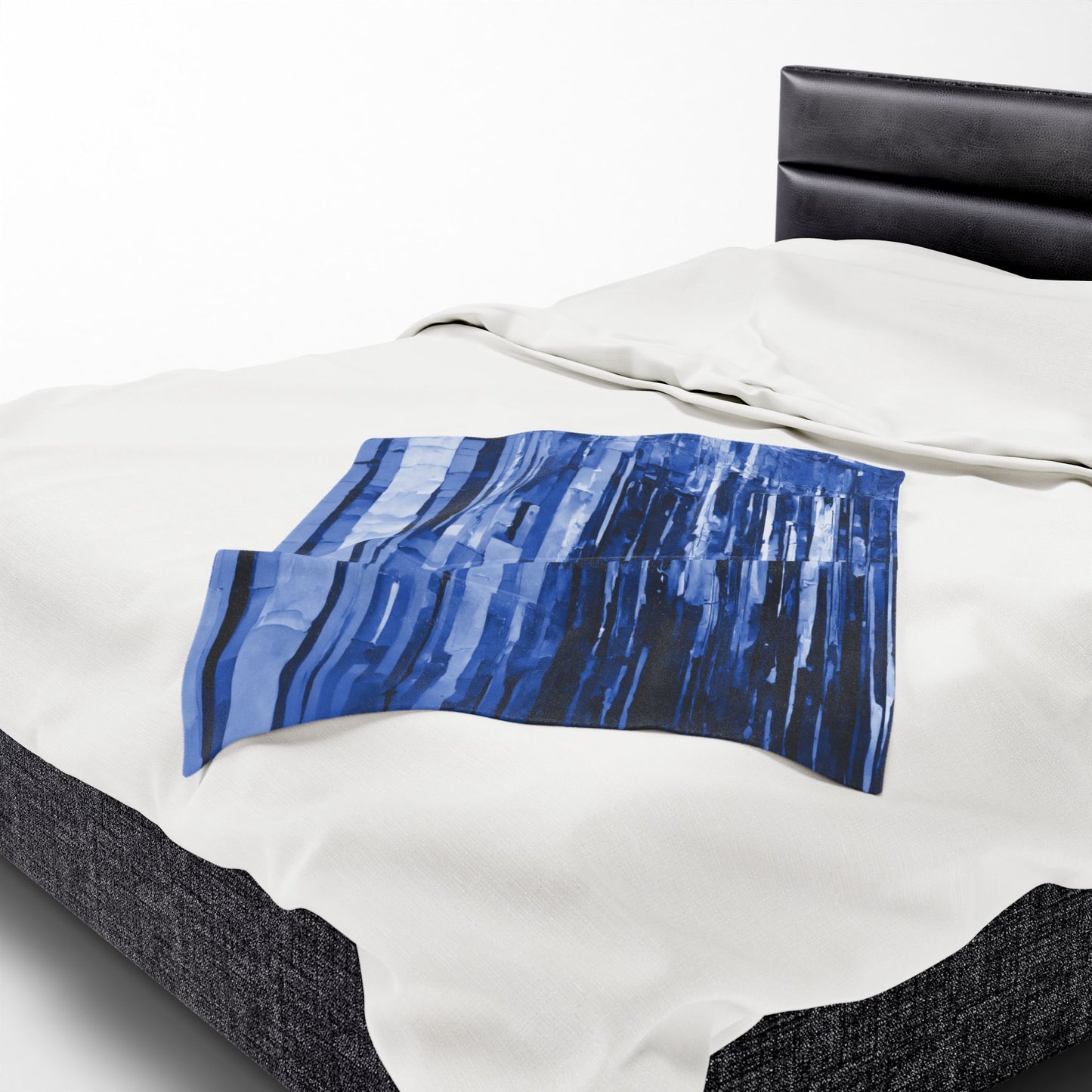 Striped Deep Blue Velveteen Plush Blanket, 30" x 40"