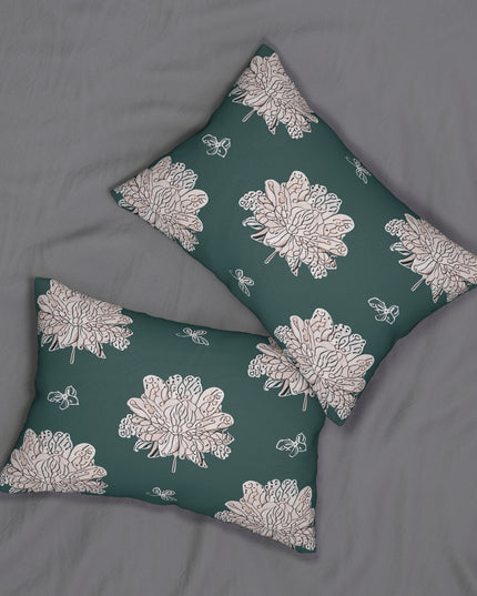 Soft White Floral Butterflies Spun Polyester Lumbar Pillow, 20" x 14"