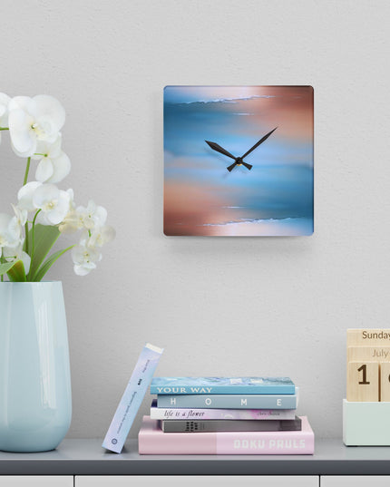 Blue Sea Peach Fog Acrylic Wall Clock, Round or Square, 10.75" x 10.75"