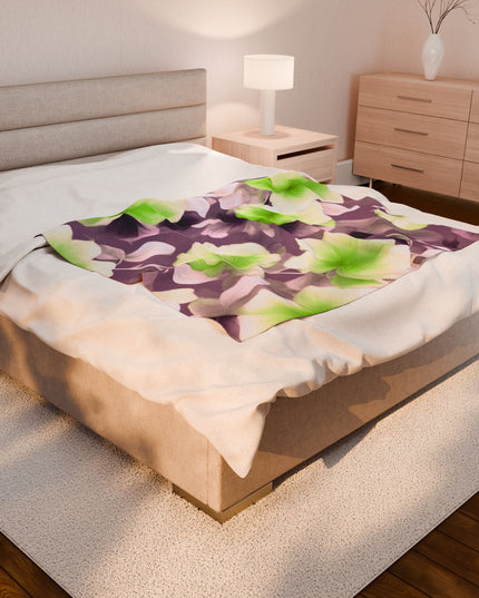 Lime Lavender Floral Bunch Velveteen Plush Blanket, 50" x 60"