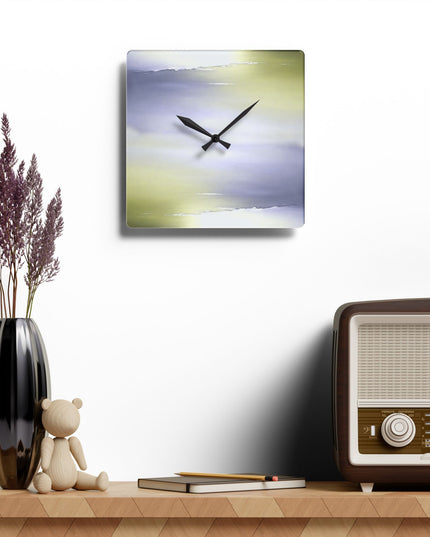 Lavender Sea Golden Fog Acrylic Wall Clock, Round or Square, 10.75" x 10.75"
