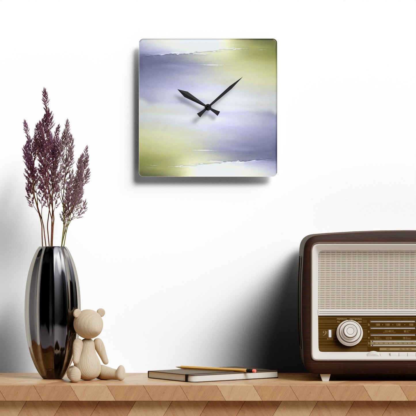 Lavender Sea Golden Fog Acrylic Wall Clock, Round or Square, 10.75" x 10.75"