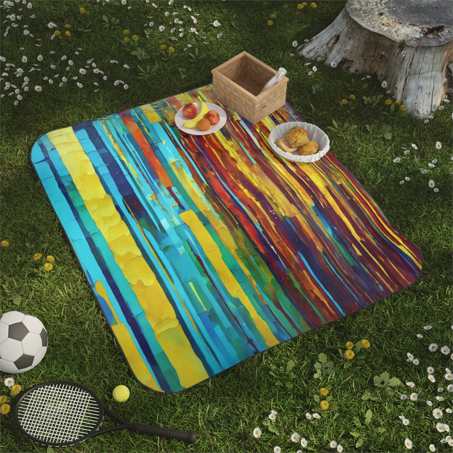Striped Alpha 61" × 51" Picnic Blanket