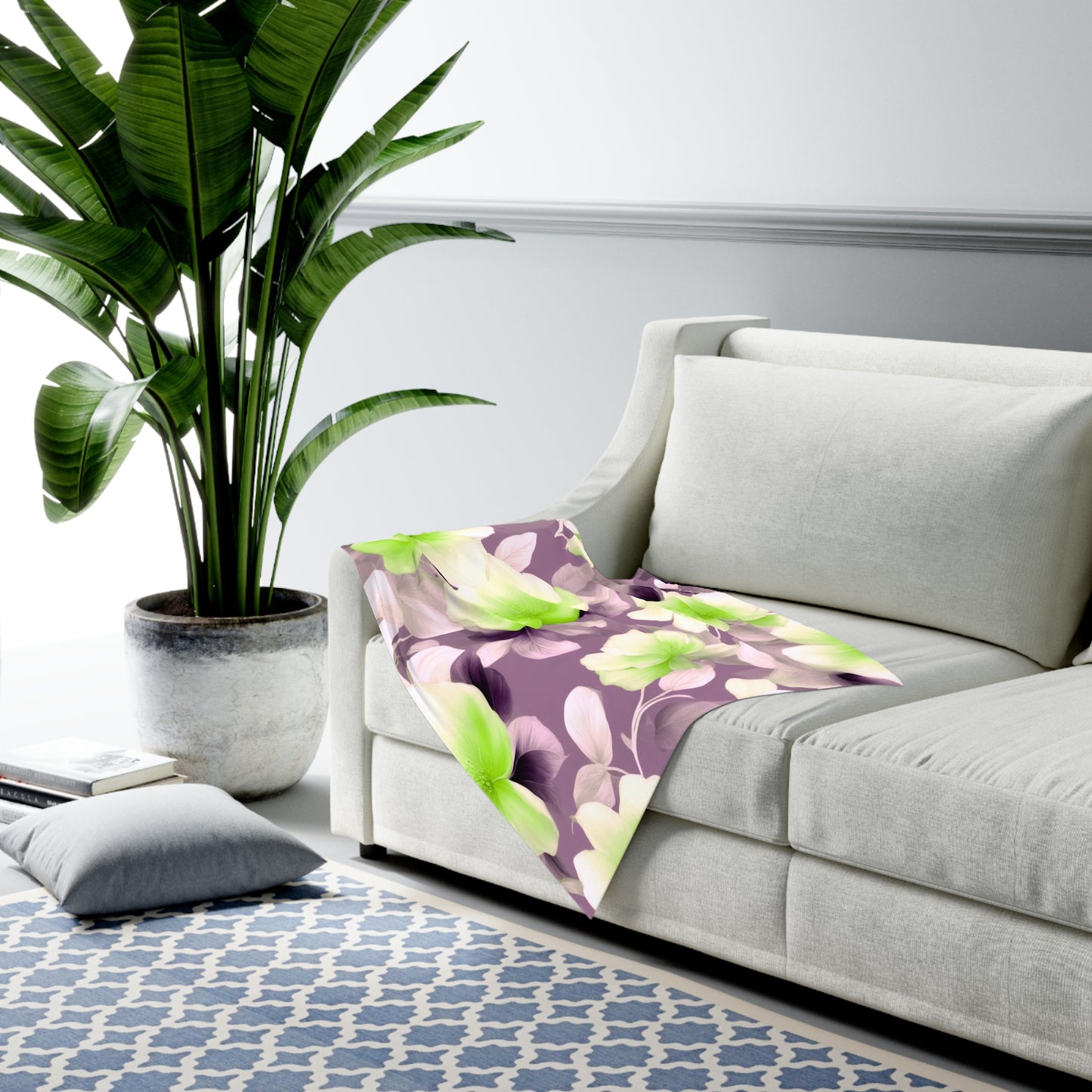Lime Lavender Floral Bunch Baby Swaddle 30″×40″ Blanket