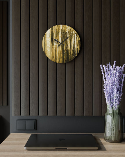 Striped Light Brown Acrylic Wall Clock, Round or Square, 10.75" x 10.75"