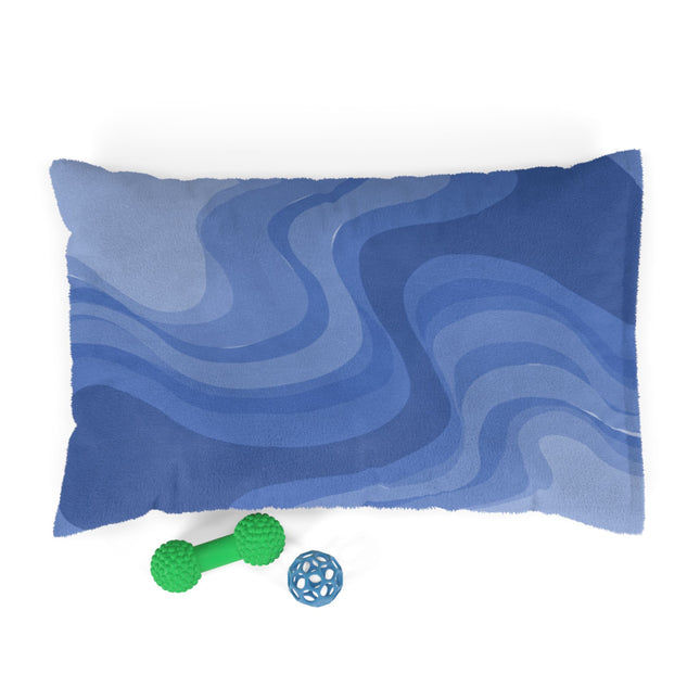Deep Blue Wavey 28" × 18" Pet Bed